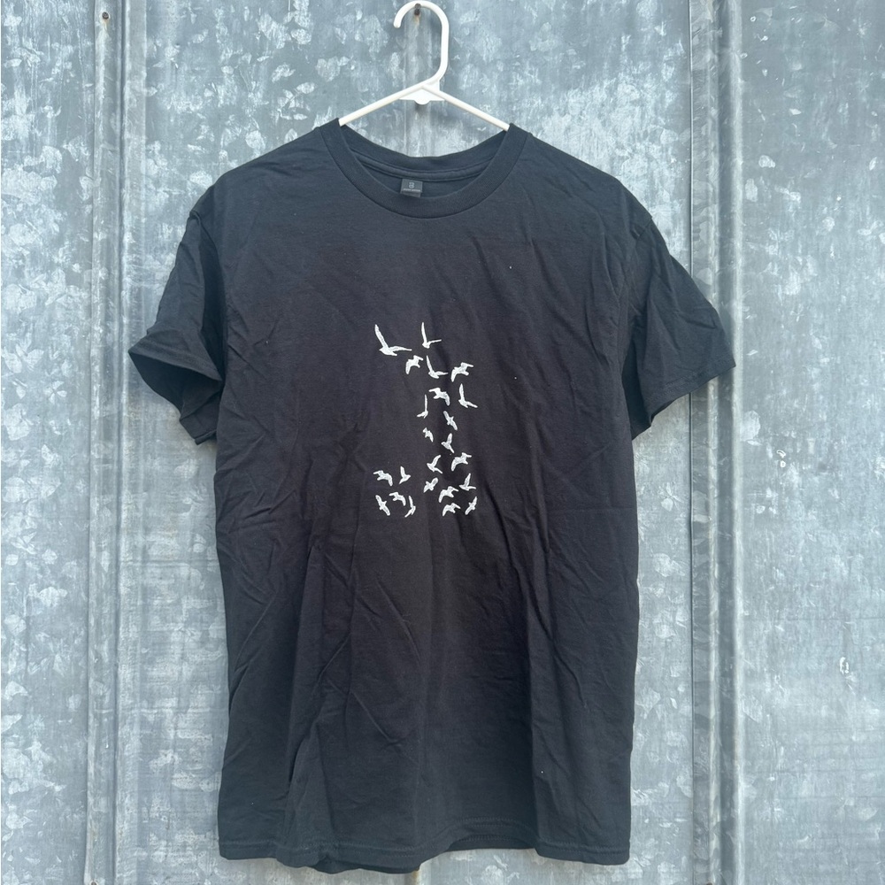 Black Graphic T-Shirt with Bird Design